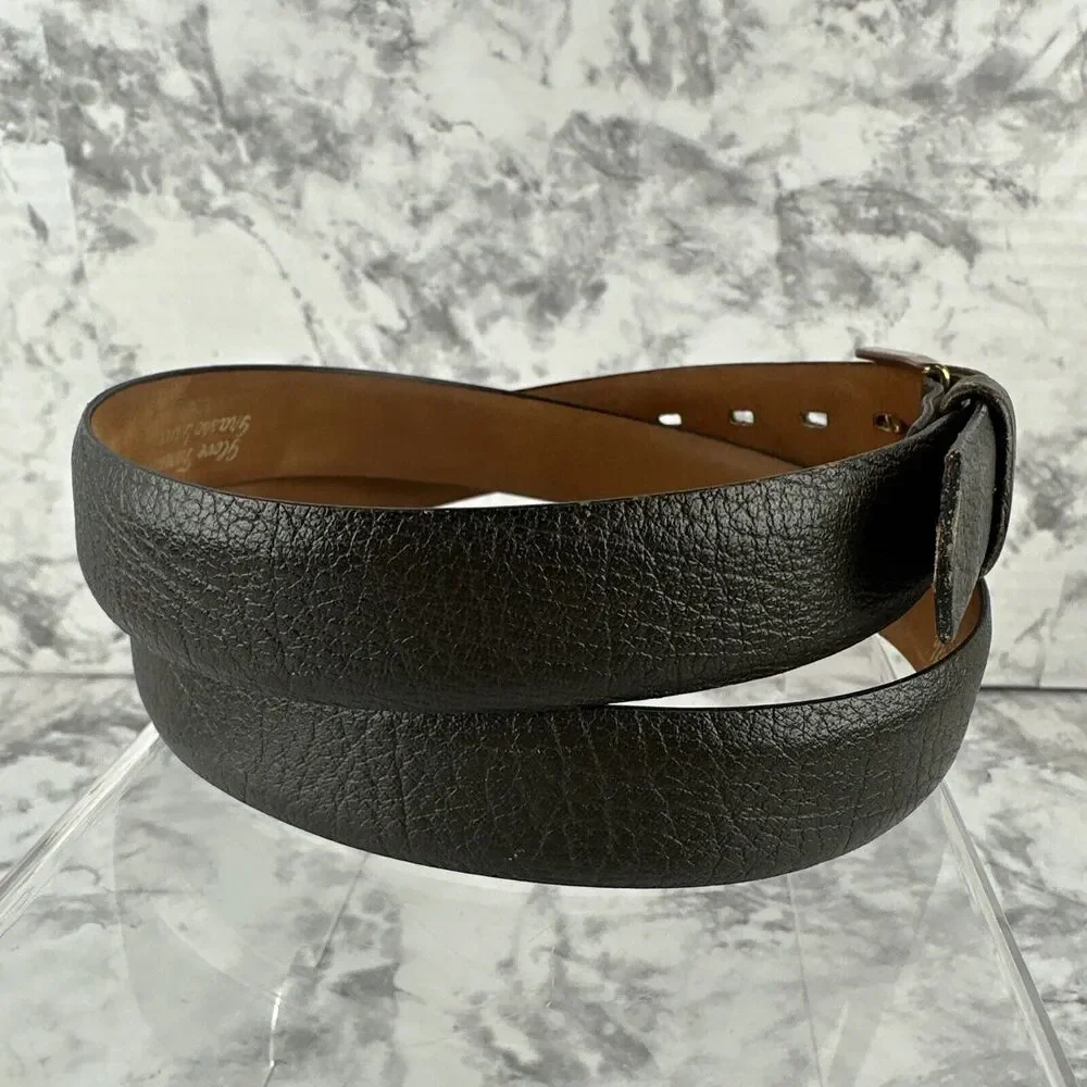 Vintage‎ Plymouth Brown Glove Tanned Grasso Grain Leather Dress Belt Size 34